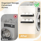 2PCS Dryer Ball Holder Wall Mounted, Dryer Balls Container Shelves for Laundry Room, Metal Self Adhesive Dryer Balls Dispenser for Laundry Accessories Organization and Storage, Black