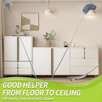 Duster with Extension Pole, Skinny Duster/Under Appliance Cleaning Tool & Spider Web Brush & Ceiling Cleaner, 100" Microfiber Feather Cleaner with Washable Head for Fan Furniture Wall