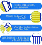 Geiserailie 2 Pcs Window Venetian Blind Cleaner Duster Tool Washable 7 Fingers Dusting Cleaner and Air Vent Shutter Brush Blinds Air Conditioner Fan Duster Dirt Housekeeping Tool (Orange Blue)