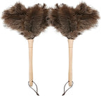 Ostrich Duster Fluffy Natural Feather Dusters with Wooden Handle Cleaning Supplies for Home Office Car (2, 16inch)