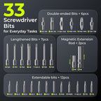 ELEGOO 33-in-1 Electric Screwdriver Set with LED and 33 Magnetic Bits, Type-C Rechargeable 1500mAh Battery, Precision Power Tool Kit for 3D Printer Maintenance, Small Electronics Repairs, Engineers