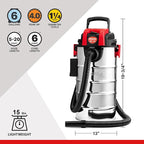 Shop-Vac 6 Gallon 4.0 Peak HP Wet/Dry Vacuum, Wall Mountable Compact Shop Vacuum with 20 ft Extra Long Hose & Accessories - Ideal for Jobsite, Garages, Car & Workshops