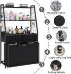 STIKELY Laundry Hamper Laundry Basket with 3 Section Pull-Out Rolling Bags & 2-Tier Storage Shelf, Laundry Sorter for Organization and Storage with 2 Drawers for Laundry Room, Bathroom