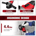Cordless Angle Grinder 4-1/2 inch, 12000 RPM Brushless Metal Grinder Power Tools with 2x4.0Ah Battery, 3 Variable Speeds Angle Grinder with Auxiliary Handle for Cutting Grinding Polishing