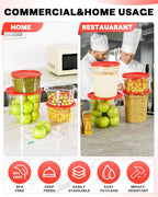 2QT NSF Food Storage Containers: 8 PCS [Food Grade][Hot&Cold Resistant] Commercial Clear Round Food Storage Containers with Scales Handles for Home Restaurant Kitchen Proof Dough(BPA FREE)