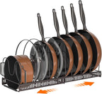 MUDEELA Pots and Pans Organizer Rack for under Cabinet, Expandable Pot Lid Kitchen Cabinet Organizer Holder with 10 Adjustable Compartment Cutting Board Organizer for Pan Lid Cookie Sheet Rack, Bronze