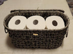Coeusy Toilet Paper Storage Basket with Lid,Wicker Toilet Paper Holder Stand,Narrow Decorative Woven Bathroom Basket Organizer,Free Standing Grey