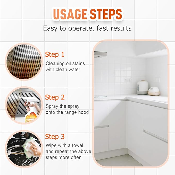 Heavy Duty Degreaser, 2025 New Kitchen Cleaner, Multipurpose Oil Stain Remover, Strong Grill Cleaner for Restaurant, Cleaning Spray for Home Chefs (3)