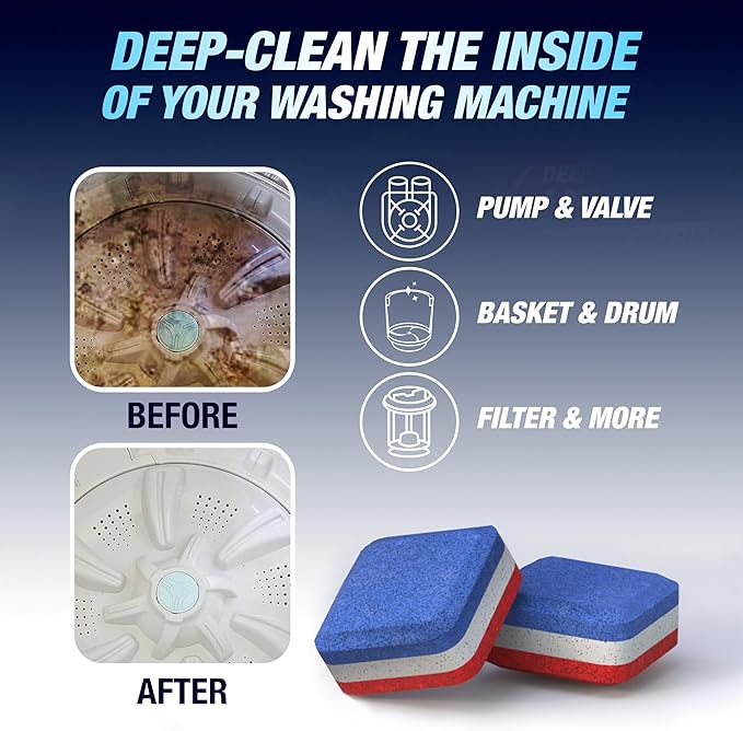 Washing Machine Cleaner Tablets Top Load 28 Pack & Dishwasher Cleaner Deodorizer Descaler Tablets 28 Pack Bundle - 1 Plus Year Supply - Septic Safe Eco Friendly Formula