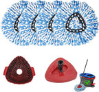 6PCS Spin Mop Replacement Heads,with Only Fit for RinseClean 2-Tank System,Machine Washable & Easy to Replace.Including 4 Spin mop Replacement Heads, 1 Brush Head and 1 Base