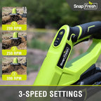 SnapFresh Cordless Tiller Cultivator, 20V Electric Garden Tiller with 4.0Ah Battery and Fast Charger, 300 RPM Battery Powered Rototiller, 9" Width 6.6" Depth, 3 Speed Handheld Tiller with Steel Tines