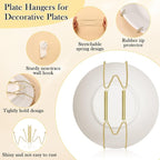 7 Pack Plate Hangers for Wall Display, 6/8/10/12 Inch Invisible Stainless Steel Plate Holders with Wall Hooks, Fit 5.5–12.5 Inch Decorative Plates, Plate Display Hangers for Home Wall Decor, Gold