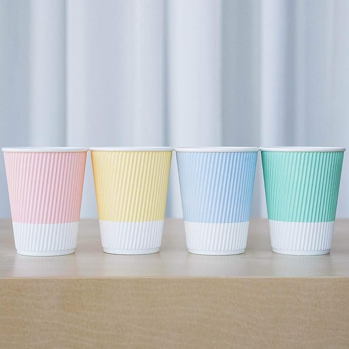 Disposable Coffee Cups With Lids - (80 set) 12 oz To Go Coffee Cups With Resealable Lids Prevent Leaks! Travel Insulated For Hot Beverages. Will Not Bend With Heat Or Burn Fingers!