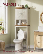 VASAGLE LIRY Collection - Over-The-Toilet Storage Cabinet, 23.6-Inch Wide Farmhouse Bathroom Organizer, with Barn Doors, Adjustable Shelf, Space-Saving, Rustic White UBTS026W01