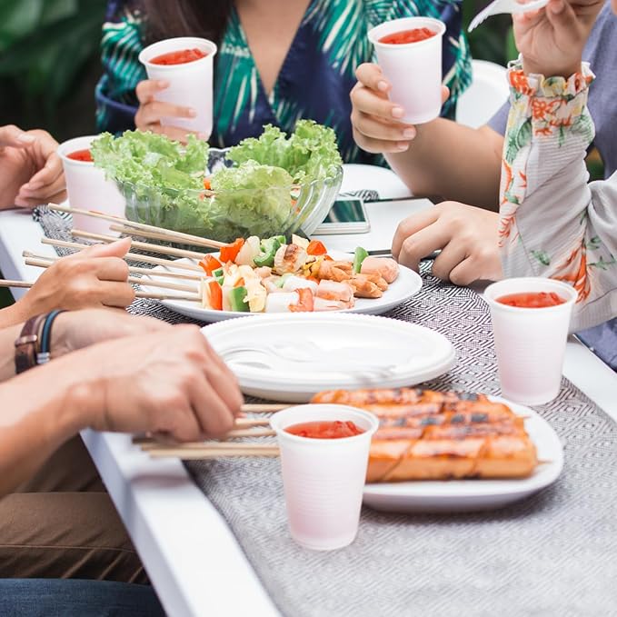 Lilymicky 2000 PACK 7 oz White Plastic Cups, 7 Ounce Disposable Drinking Cups for Birthday Parties, Picnics, Ceremonies