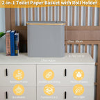 efluky Toilet Paper Storage and Holder 2 in 1, Toilet Paper Storage with Lid for Bathroom 28L, Free Standing Holder Organizer Holds Up to 9-12 Rolls, Grey