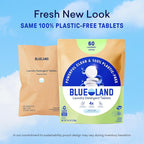 BLUELAND Laundry Detergent Tablets, 120 Count, Plastic-Free Eco-Friendly Pods, Sheets, Liquid Alternative - Fragrance Free and Clear, Natural, Gentle