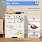 Rolling Parrot Plastic Dresser Storage Cabinet w/Lock, 6 Drawers Plastic Drawers Dresser Closet Drawers Tall Dresser Organizer for Clothes Playroom Bedroom Furniture, Multi-Color