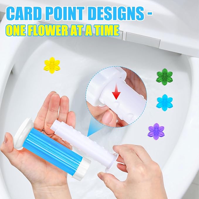 16 Pack Toilet Gel Stamp, 192 Stamps 8 Kinds Of Scent Toilet Bowl Cleaner Gel, Long-Lasting Flowers Shaped Bathroom Freshener, Keeps Toilet Fresh Fragrant and Clean