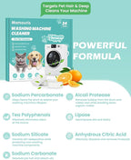 Washing Machine Cleaner Tablets: 24 Pack Deep Cleaning For HE, Front Loader & Top Load Washer, Removes Pet Hair, Odors, Designed for Pet Owners, Septic Safe, 12 Month Supply, Orange 11G