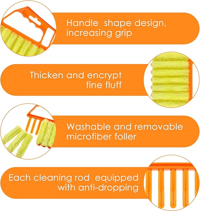 6 Pcs Window Venetian Blind Cleaner Duster Tool 2 Pcs 7 Fingers Dusting Cleaner Tool 2 Pcs Shutter Cleaner Brush and 2 Pairs Cleaning Gloves for Air Conditioner Keyboard Fan Dirt House Dust Cleaner
