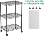 SINGAYE Shelf Closet Wire Shelving：Adjustable Metal Unit for Laundry Room Organization Bathroom Kitchen Home Storage with Wheels Small Pantry Rack Shelves