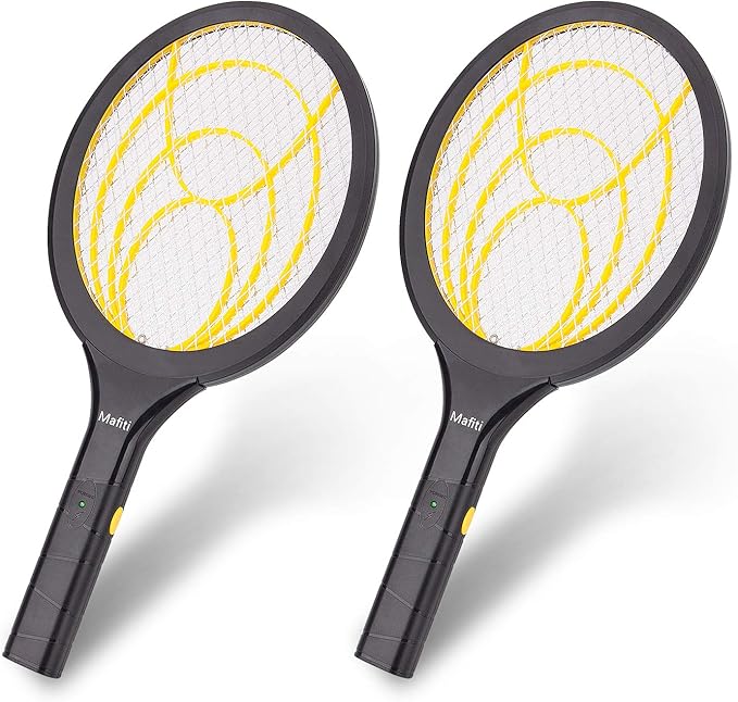 mafiti Fly Swatter Electric, Battery Powered Fly Killer Mosquito Zapper Bug Zapper Racket for Indoor Outdoor (2 Pack)
