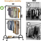 Wiracks Clothes Rack Double Hanging Clothes Rack Clothing Rack Garment Rack 130LBS Capacity 34.5" W X15.8 D X 79" H Rolling Clothes Racks for Hanging Cothes with Bottom Shelf
