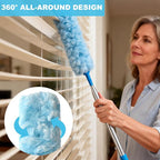 100 Inch Extended Handle Duster Heavy Duty Dusting 360° Duster Refills Kit, Microfibers Multi-Surface Dusters. Efficient Duster Kit for Cleaning Pet Hair, Home, Office, Blinds, Furniture (Blue)