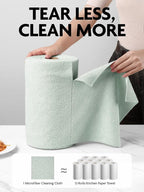 Fantasticlean Microfiber Cleaning Cloth Roll -75 pack, Tear Away Microfiber Towels, 12" x 12", Reusable, Washable, Scratch Free, Ultra Absorbent Dishcloth for All-around Cleaning Supplies (Moss Green)
