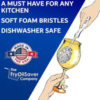 Set of 2 Crystal Stemware & Goblet Glass Cleaning Brush Kit - Non-Scratch Foam Wine Glass Brushes for Washing Glasses, Decanter, Mug, Stemware - for Home, Restaurant, Bar, Hotel - by FryOilSaver Co.