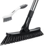 Qaestfy Grout Brush with Long Handle for Cleaning, Stiff Bristles Handheld Tile Scrub Brush, V-Shape Crevice Cleaning Brush for Floor Deep Cleaning