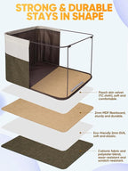 BALEINE 3 Pack Fabric Storage Bins for Shelves, Linen Storage Baskets for Organizing, Decorative Closet Bins for Clothes, Home (Brown, 17''x13''x10.5'')