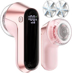 coldSky Fabric Shaver, Rechargeable Lint Shaver with Digital Display, Portable Sweater Defuzzer with 3 Speeds, 6 Leaf Blades and Safety Lock, Electric lint Remover for Clothes, Sweater (Pink)