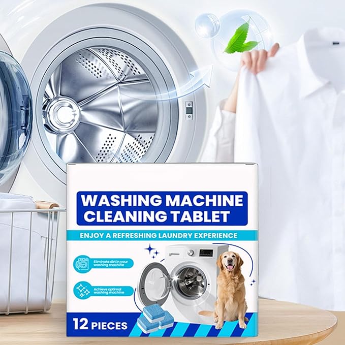 Eco-Friendly Washing Machine Cleaner, 12 Pack Washing Machine Deep Cleaner Tablets, Remove Stubborn Pet Hair, Septic Safe, Compatible with HE, Top & Front Load Washers (3PCS)