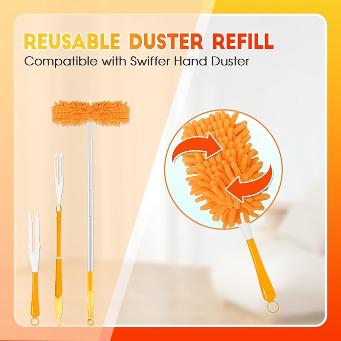 8 Pack Reusable Duster Refill Compatible with Swiffer Hand Duster, 360 Heavy Duty Duster Refills for Cleaning, Office, Ceiling Fan (Handle is Not Included)