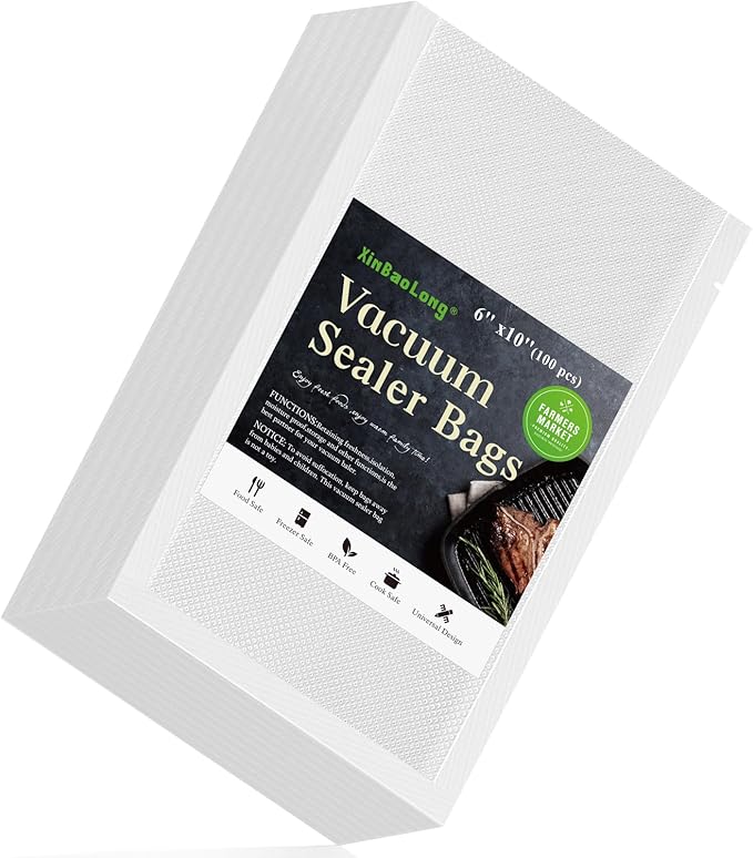 Vacuum Sealer Bags For Food - 100 Quart 6" x 10" - Commercial Grade BPA Free Bag - Durable Customized Size Food Vac Bags for Storage and Sous Vide Cooking - Puncture Prevention