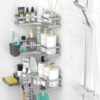 AKTECKE Corner Shower Caddy Bathroom Organizer: Adhesive Shower Rack Bathtub Shelves - 3Pack No Drilling Shower Shelf - Stainless Steel Rustproof Bath Tub Organizer
