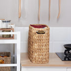 ELONG HOME Toilet Paper Storage for 9 Rolls, Water Hyacinth Wicker Toilet Paper Storage Holder, Toilet Paper Basket with Built-in Handles