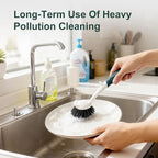 Dish Brush, 2 Pack with Comfortable Handle, with Built-in Scraper, Scrub Brush with Medium Firm bristles for Cleaning Dishes, Sink, Pots(Green)