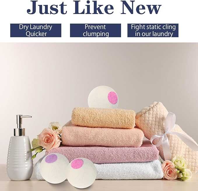 Wool Dryer Balls 6PCS Pure Organic Laundry Wool Tumble Dryer Ball Reusable Natural Fabric Softener Reduce Wrinkles and Drying Time