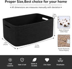 Large Storage Basket for Organizing, Woven Rope Basket for Shelves, Closet Organizer Bins for Clothes, Blanket, Toys, Baby Nursery Storage, 17.7" x 13" x 7.87", 2 Packs Black