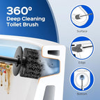 HAMITOR Toilet Brush and Holder Set: 2 Pack Stainless Steel Rustproof Kits with Deep Cleaning Bristles - Hidden Toilet Cleaner Scrubber for Homeowners - Compact Bathroom Accessories for Home RV Silver