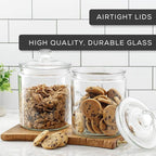 JoyJolt Elegant Cookie Jar. 2 Large Glass Jar With Lid. Jars for Kitchen Counter with Lids, Candy Jar, Decorative Apothecary Canisters, Half Gallon Lid Airtight