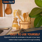 Dekotech Premium Bamboo Dish Scrub Brush Eco-Friendly & Heavy-Duty Kitchen Cleaning Tool with Durable Natural Bristles, Ergonomic Wooden Handle for Effortless Dishwashing & Surface Scrubbing