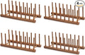 HBlife 4pcs Acacia Wooden Dish Dying Rack Pot Lid Plate Organizer Holder for Cabinet, Cutting Board Stand Drainer Storage Plate Rack for Dish, Pot Lid, Bowl, Cup, Cutting Board and Books