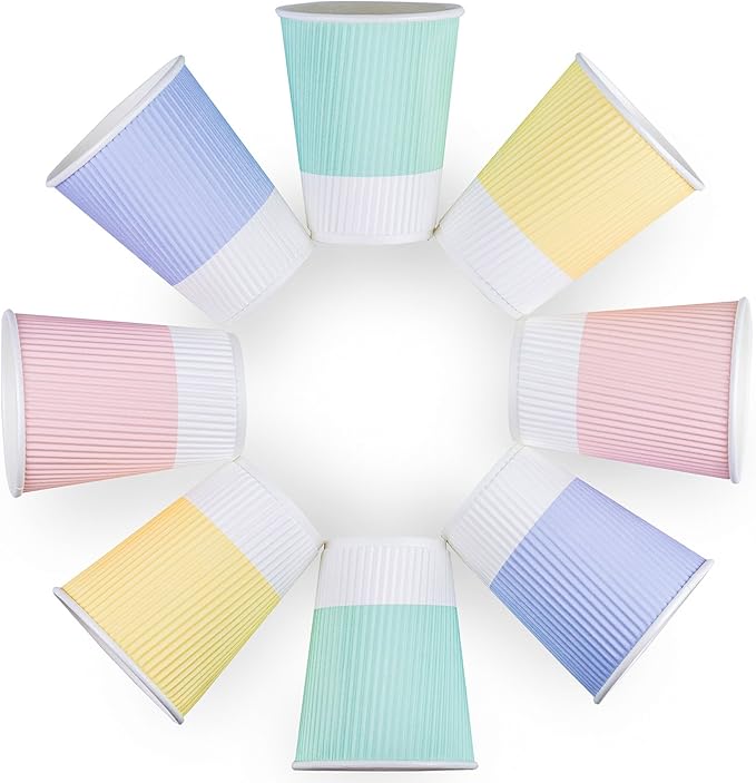 Disposable Coffee Cups With Lids - 12 oz To Go Coffee Cup With Lid (80 Set). Durable Togo Travel Paper Hot Cups Insulated For Hot and Cold Beverage Drinks, No Sleeves Needed (Assorted)