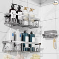 Veken Shower Caddy 3-Pack, Advanced Rustproof Design, No Drilling Adhesive Shelves, Rack with Soap Holder, Large Capacity Bathroom Organizers and Storage, Wall-Mounted Kitchen & Home Decor