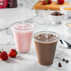 GUSTO [12 oz - 100 Sets Clear Plastic Cups with Lids and Straws – Disposable Iced Coffee Cups for Cold Drinks, Smoothies, Boba, and To-Go Beverages – Sturdy, Easy-to-Separate