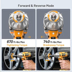 Cordless Impact Wrench 740 Ft-lbs(1000N.m) 3300RPM High Torque 1/2 Inch Impact Gun, Electric Impact Driver, Brushless Motor, 2x4.0Ah Battery Fast Charger for Car Tires Truck Mower